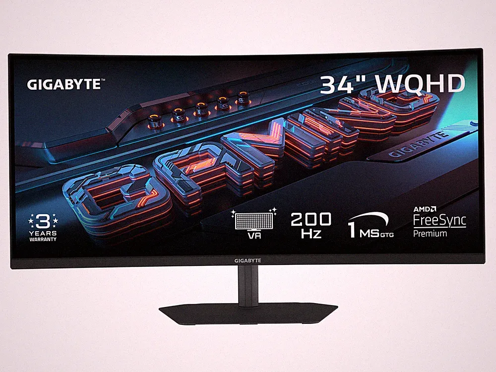 GIGABYTE 34 inch QHD 2K 1440P 200Hz AMD FreeSync Premium HDR400 Built-in Speaker