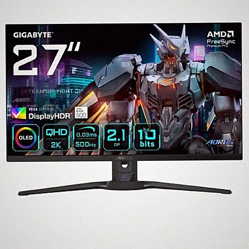 GIGABYTE AORUS FO27Q5P 27" 2K QD-OLED 0.03ms 500Hz HDR USB KVM Monitor GBM-2755