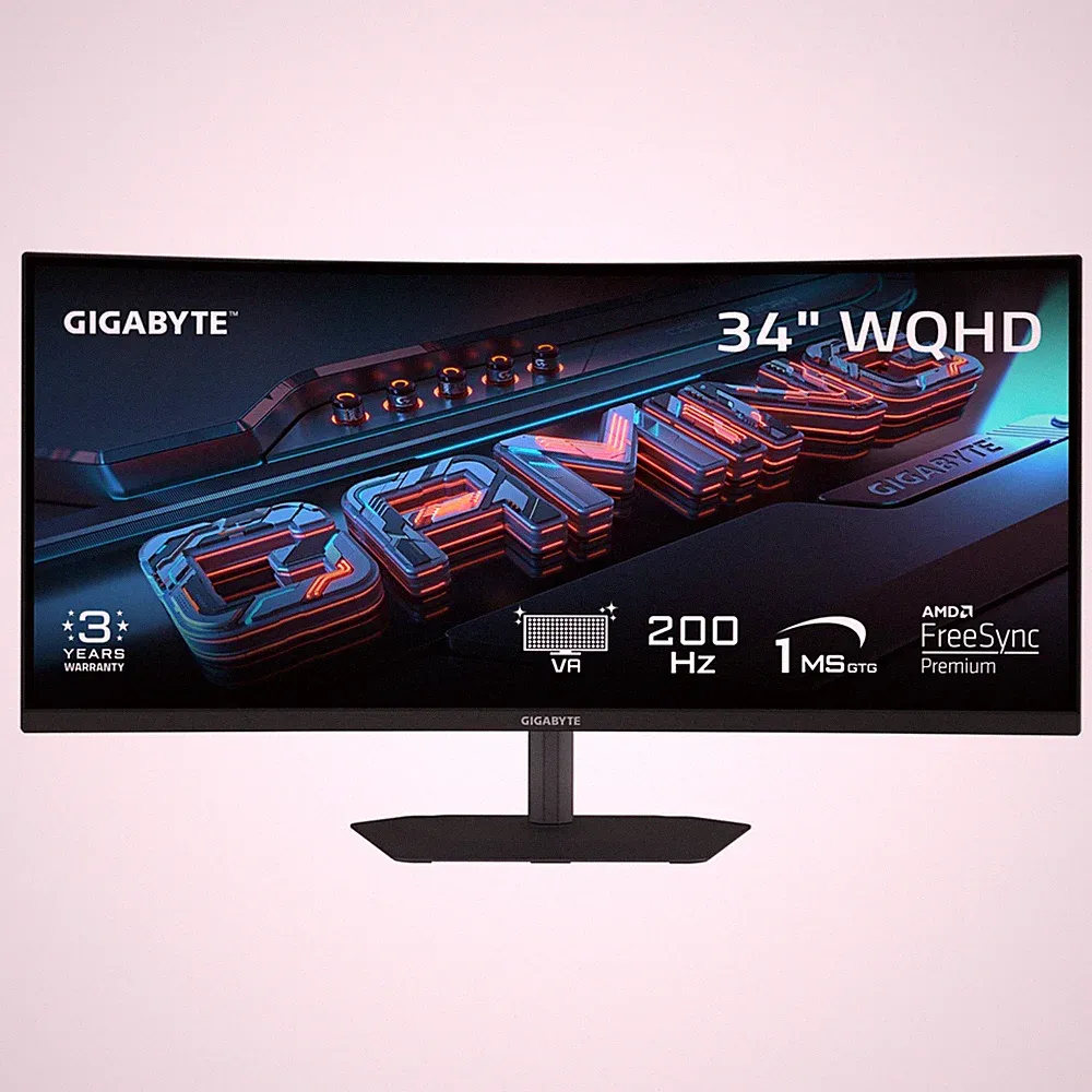GIGABYTE GS 34" QHD 1 ms 200 Hz Height Adjustable, Tilt Stand Gaming Monitor