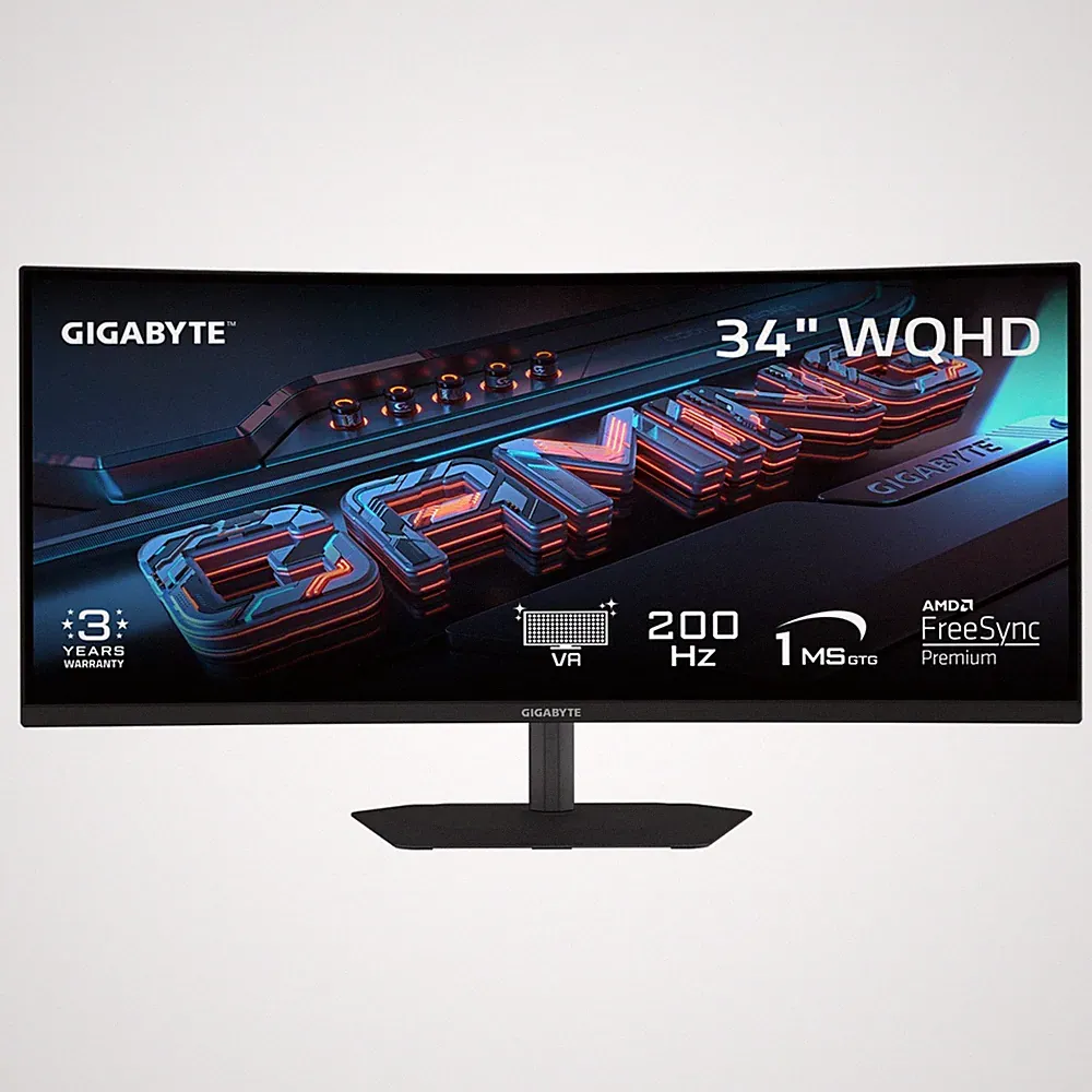 GIGABYTE GS 34" QHD 1 ms 200 Hz Height Adjustable, Tilt Stand Gaming Monitor