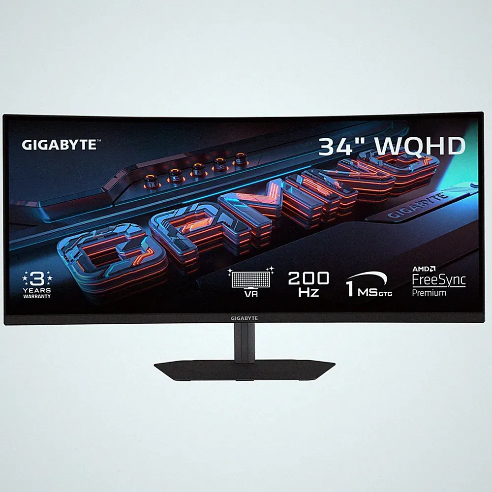 GIGABYTE GS 34" QHD 1 ms 200 Hz Height Adjustable, Tilt Stand Gaming Monitor
