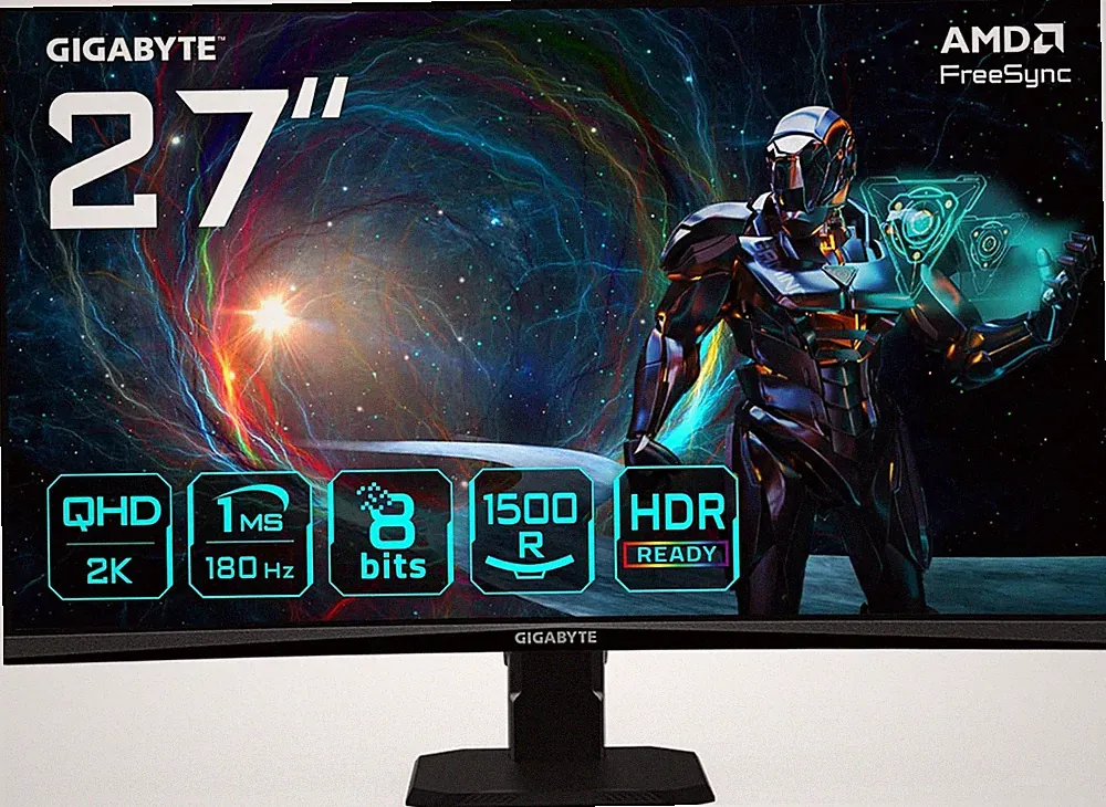 Gigabyte GS27QCA 27" Curved Gaming Monitor QHD - 2560 X 1440, 180Hz, 1Ms