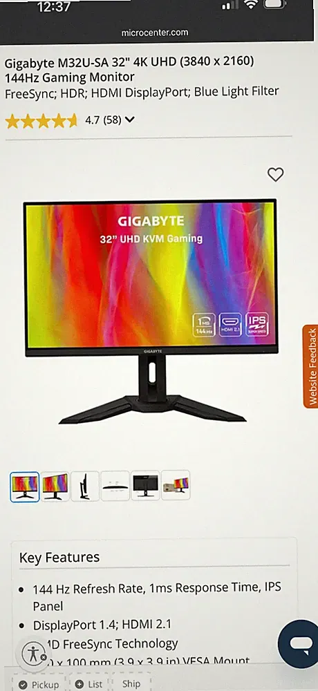 GIGABYTE M32U 31.5" 4K UHD IPS LED Gaming Monitor 144 Hz Used, NO Flaws perfect