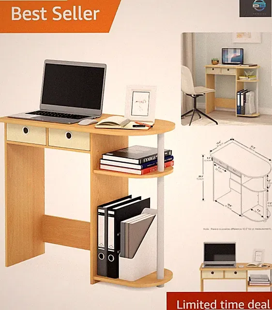 Go Green 31.5" Compact Gaming & Office Desk with Storage