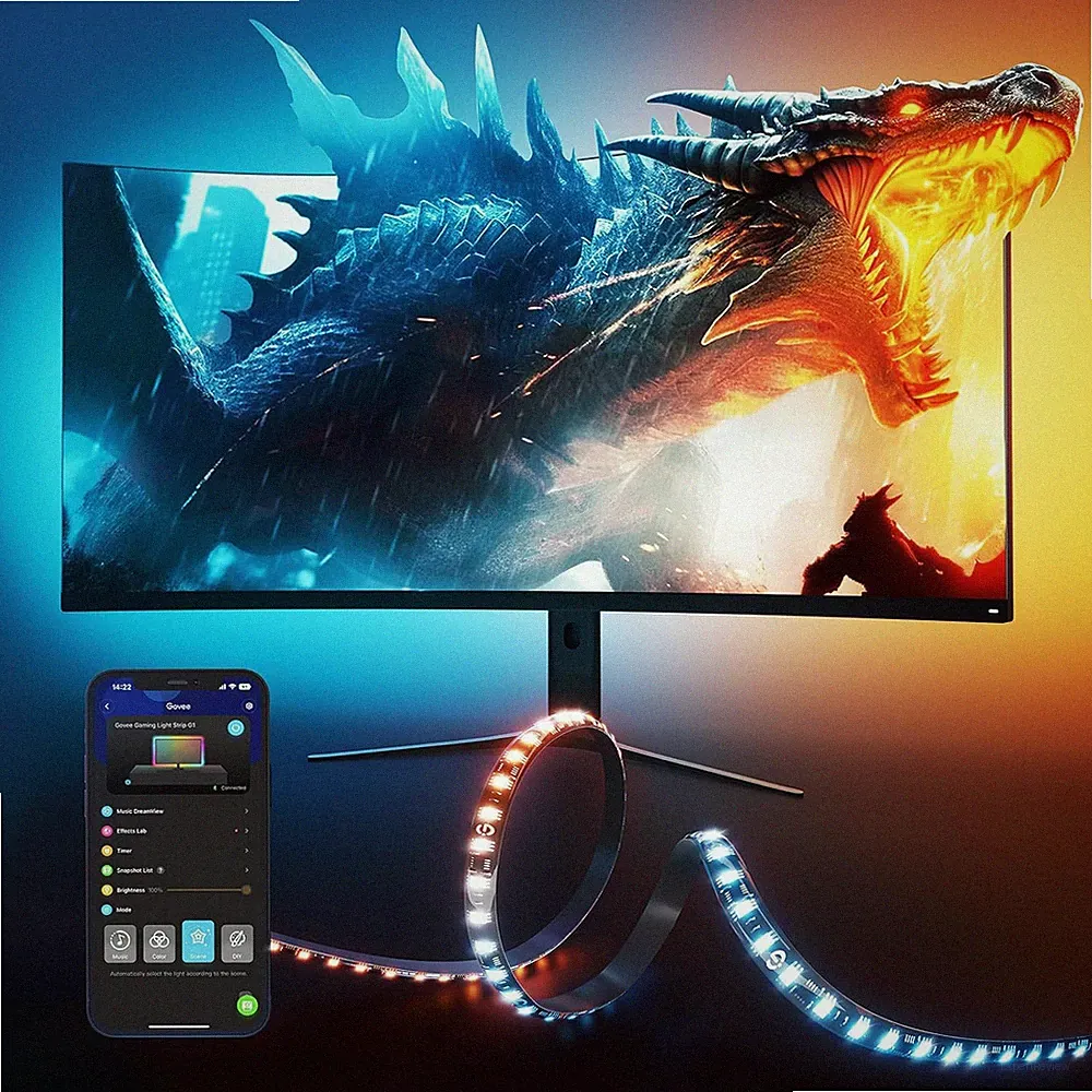 Govee Gaming Light for Monitor G1, RGBIC LED Backlight for 27-34 Inch PC, Smart