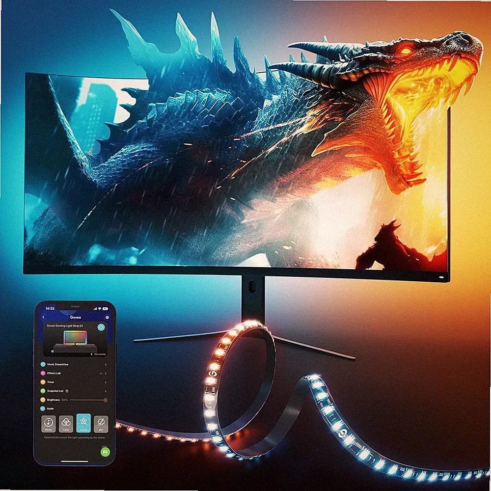 Govee Gaming Light for Monitor G1, RGBIC LED Backlight for 27-34 Inch PC, Smart