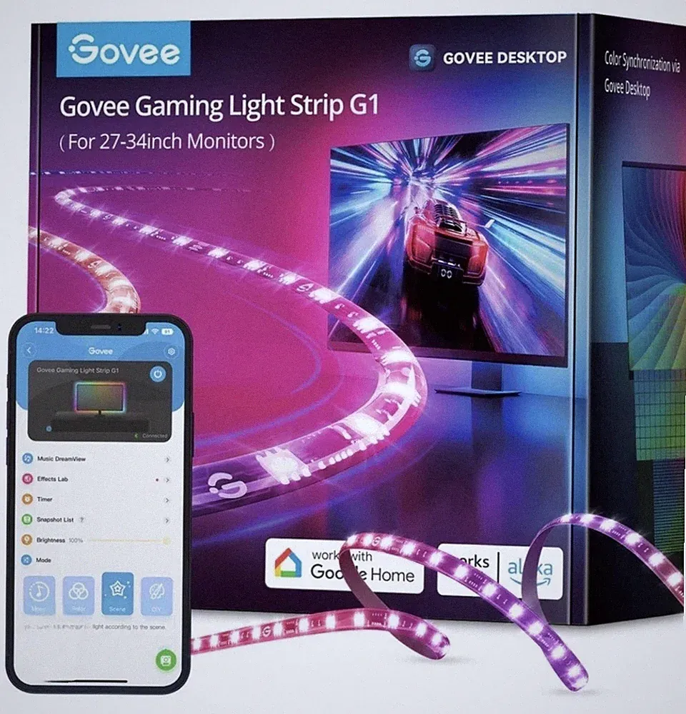 Govee Gaming Light Strip G1 Smart RGBIC LED Backlight for 27-34 Inch Monitors