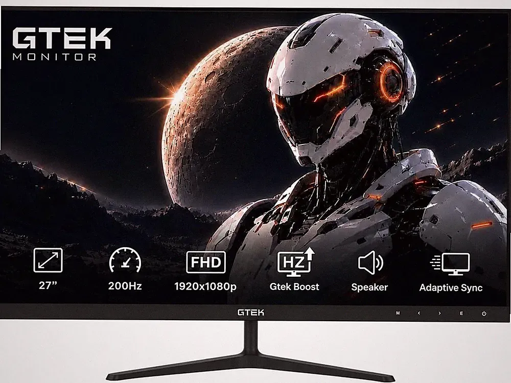GTek 27 Inch 200Hz Gaming Monitor, Frameless Computer Monitor Full HD 1920 x 108
