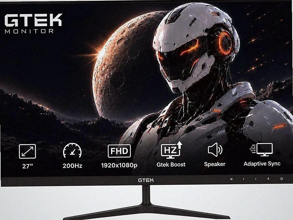 GTek 27 Inch 200Hz Gaming Monitor, Frameless Computer Monitor Full HD 1920 x
