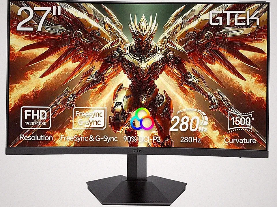 GTek 27 Inch Curved Gaming Monitor 280Hz/240Hz FHD 1080P, 1500R Black