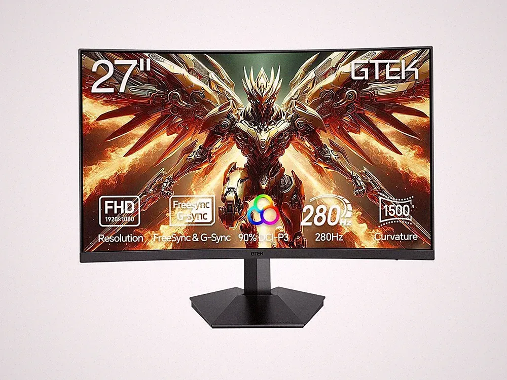 GTek 280Hz Gaming Monitor, 27 Inch Frameless Display Full HD 1920 x 1080P, Curve