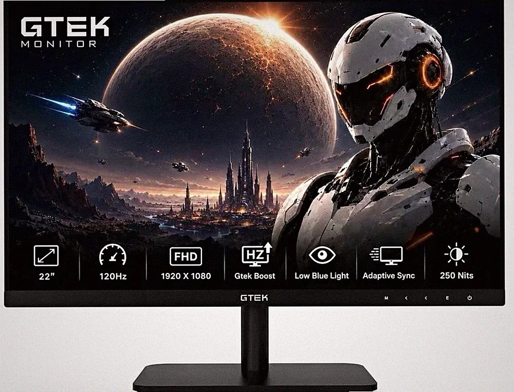 GTEK F2212 22in FHD 120Hz 1ms VA Gaming Monitor Adaptive-Sync VESA HDMI VGA