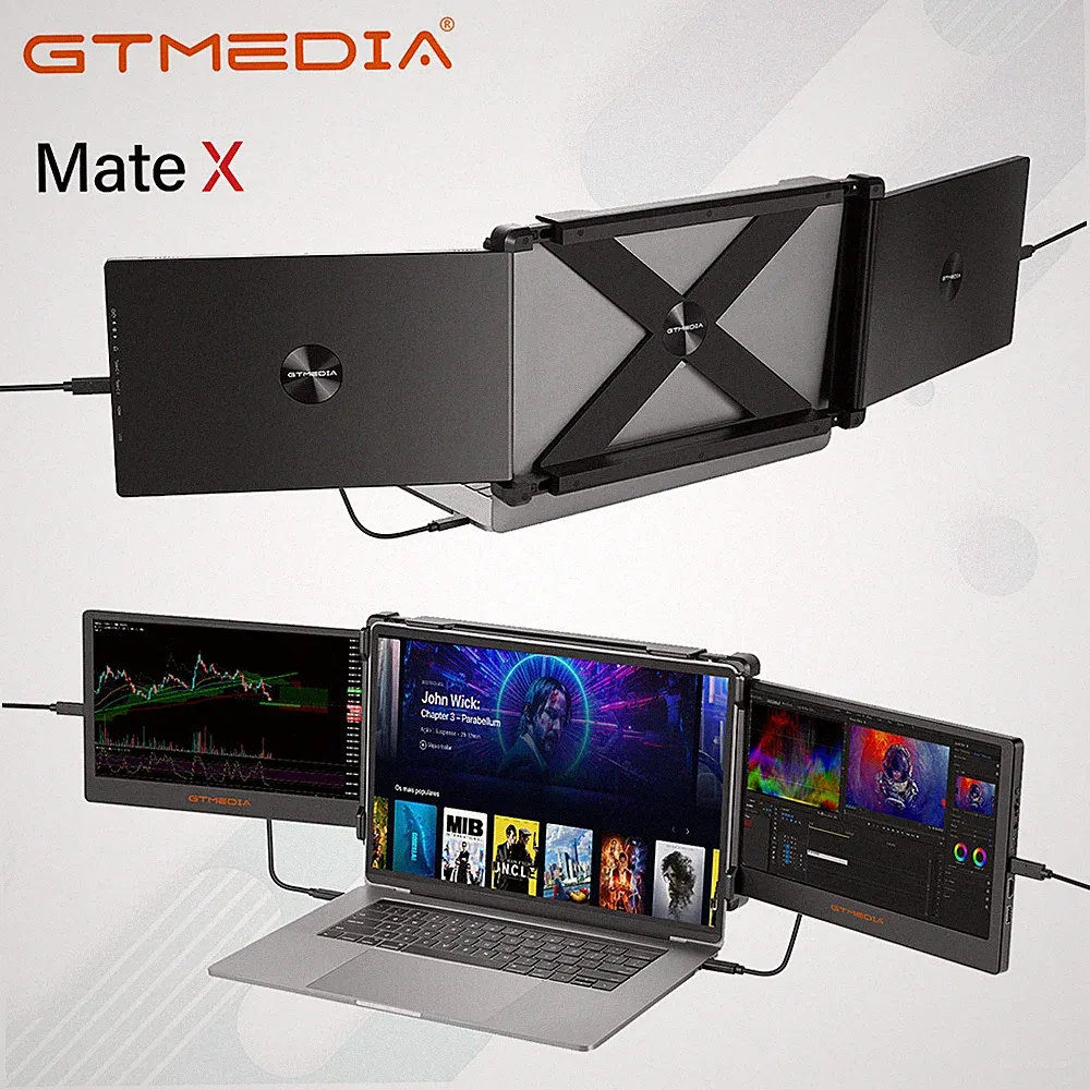GTMEDIA 11.6" Portable Monitors for 13-17.3" Laptops Triple Screen extender New