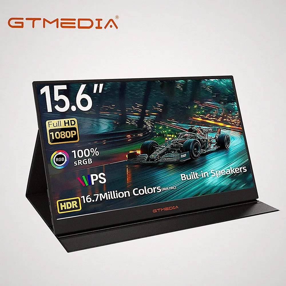 GTMEDIA Portable Monitor 15.6" 1080P HD Screen Plug & Play USB-C HDMI Ultra-Slim