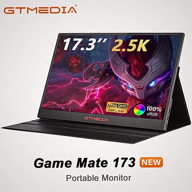 GTMEDIA17.3" 2K 1000:1 HDR Portable Monitor IPS 2560 x 1440 HDMI USB C 165HZ QHD
