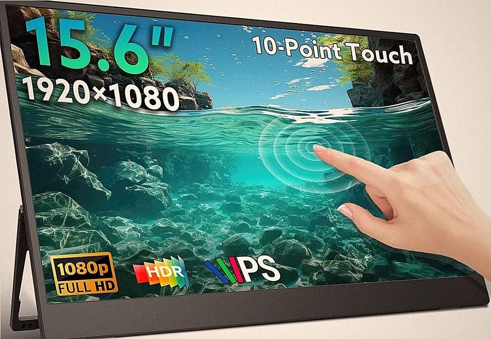 GWSGUT 15.6" FHD 1080P USB-C HDMI Ultra-slim Portable Touchscreen Gaming Monitor
