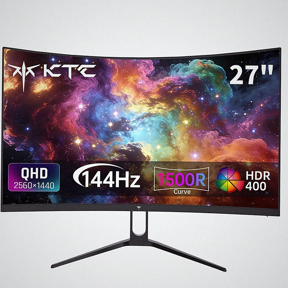 H27S5C 27" Curved Gaming Monitor, 1440P QHD 144Hz 120Hz Monitor, 1500R HVA Pa...