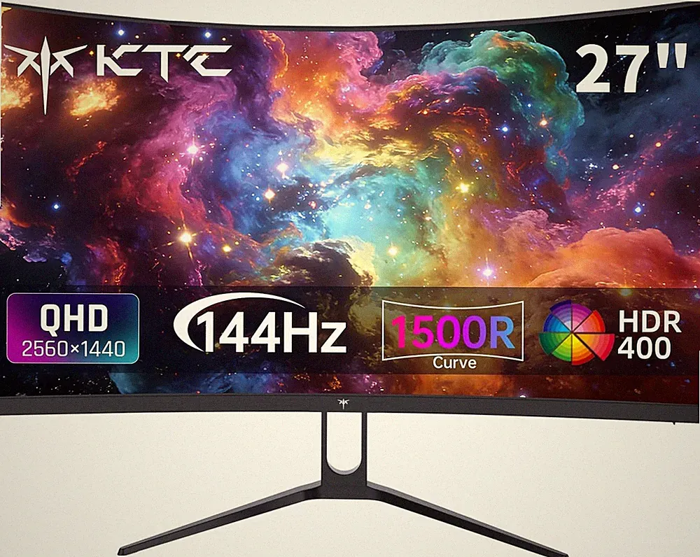 H27S5C 27" Curved Gaming Monitor, 1440P QHD 144Hz 120Hz Monitor, 1500R HVA Panel