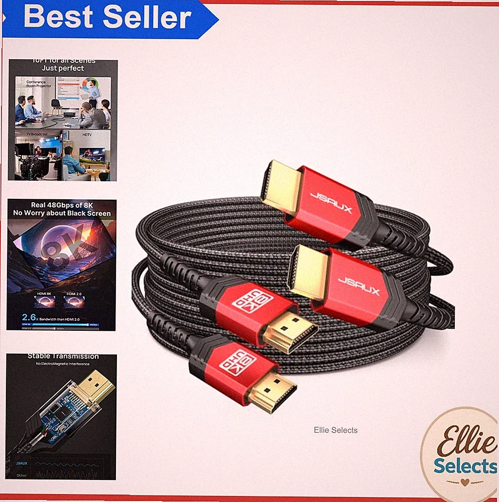 HDMI Cable 2.1 10FT 2-Pack 8K 60Hz 4K120Hz 48Gbps HDR Gaming Console TV