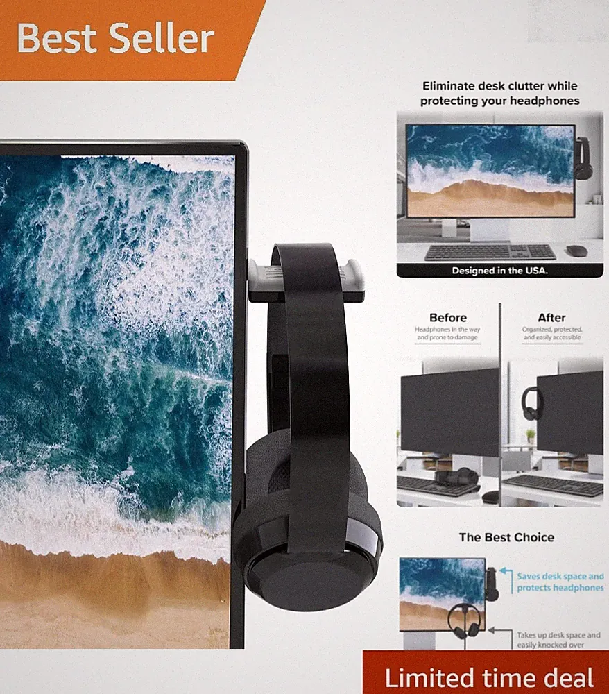 Headphone Monitor Mount Stand Holder for Desk Save Space Protect Headsets
