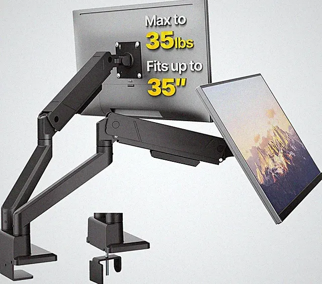Heavy-Duty Dual Monitor Mount for 17-35" Curved Screens, VESA Compatible