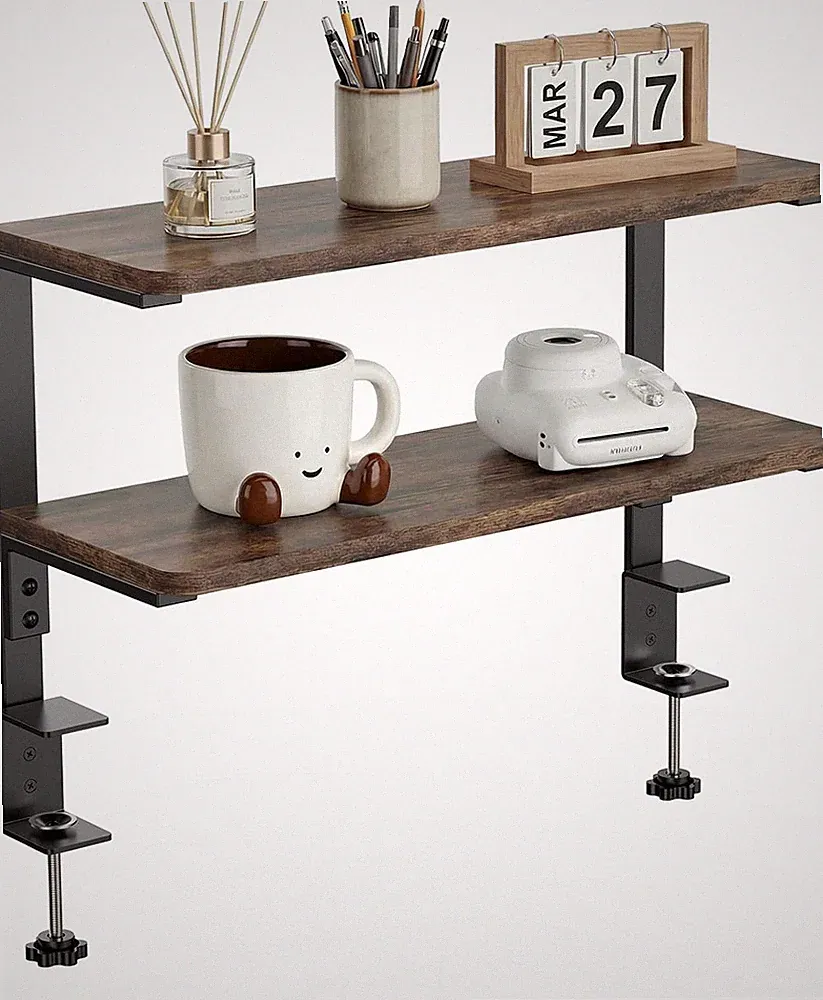 Height-Adjustable 2-Tier Desk Extender Shelf for Monitors & Gaming Gear