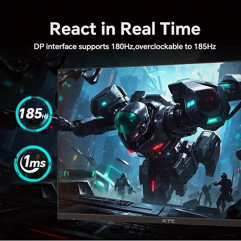 Height Adjustable 24" 1440p Gaming Monitor, 180Hz, HDMI/DP