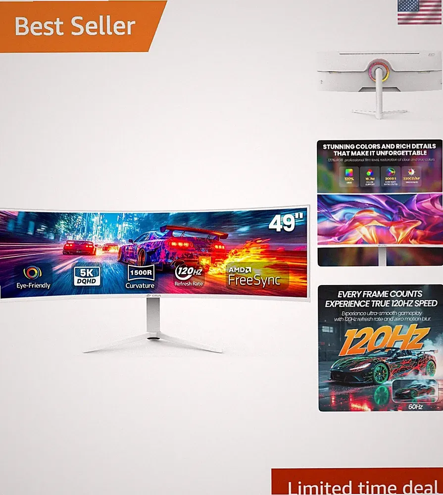 Height Adjustable 49" White Curved Monitor | 120Hz Refresh & 1500R Curvature