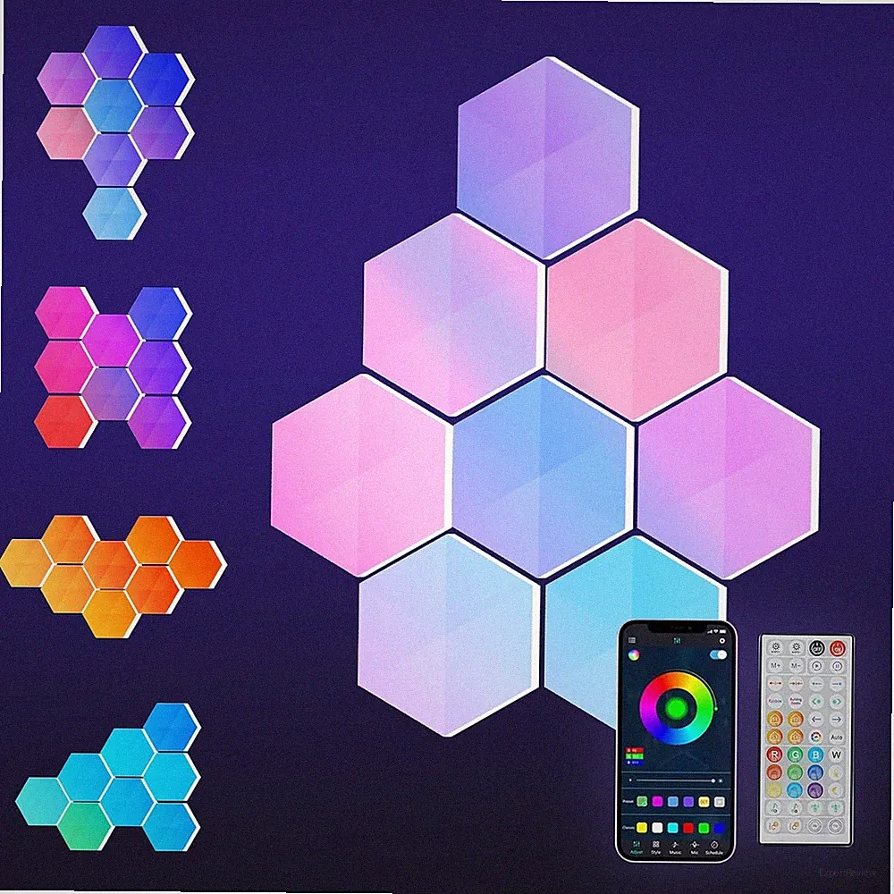 Hexagon LED Lights - 8 Pack with App & Remote for Gaming & Movie Rooms