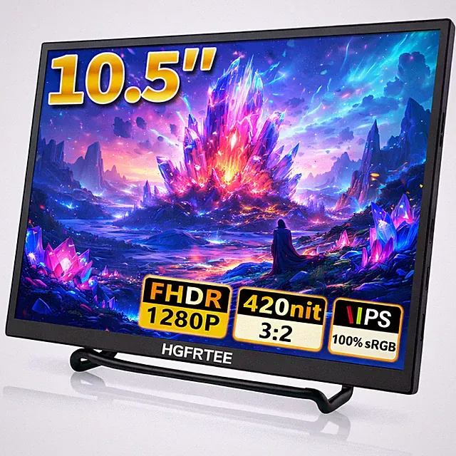 HGFRTEE 10.5" Portable Monitor 1920x1280 FHD 100% sRGB IPS Laptop Second Screen