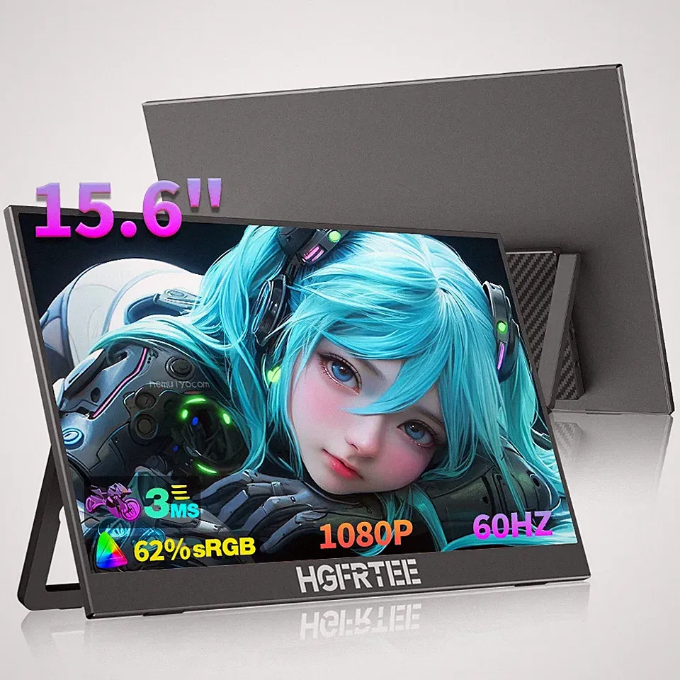 HGFRTEE 15.6" Portable Monitor FHD IPS Gaming Extended Display USB-C HDMI