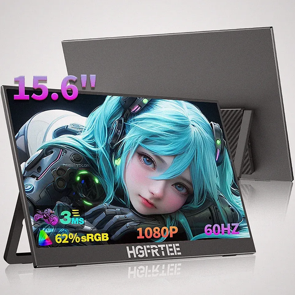 HGFRTEE 15.6" Portable Monitor FHD IPS Gaming Extended Display USB-C HDMI