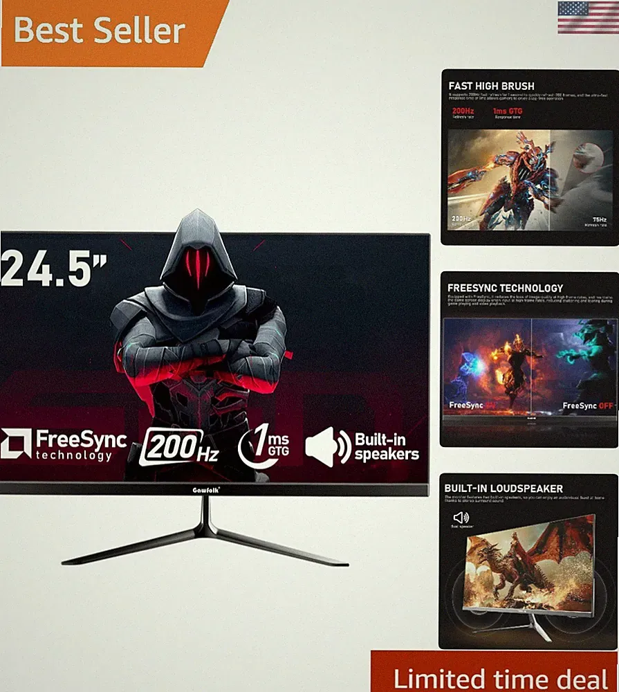High-Performance 24.5" FHD Gaming Monitor - 200Hz, 178° Viewing & Built-in Sound