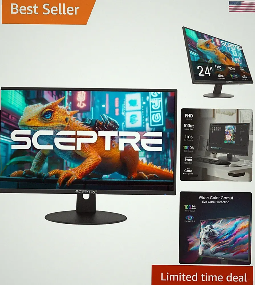 High-Performance 24-Inch Monitor: 100Hz, Built-In Speakers, Eye Care Technology