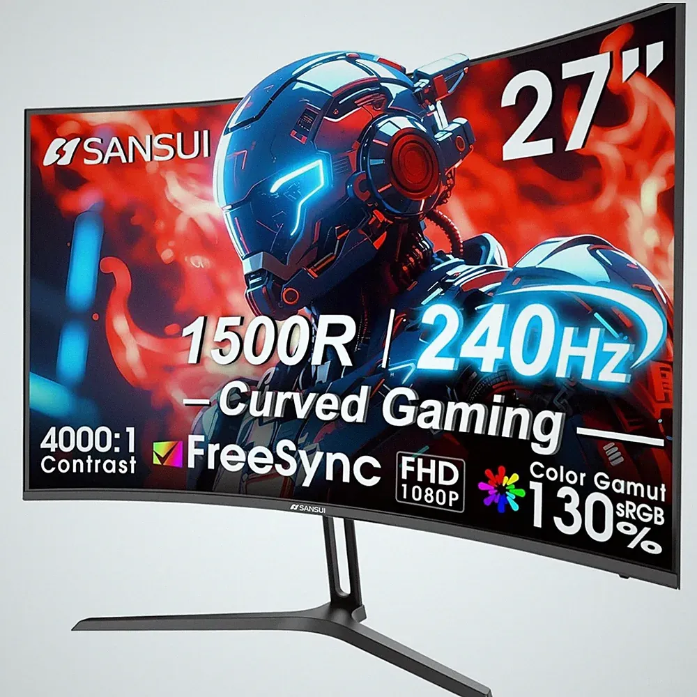 High Performance 27" 240Hz Curved Gaming Monitor, FHD 1080P