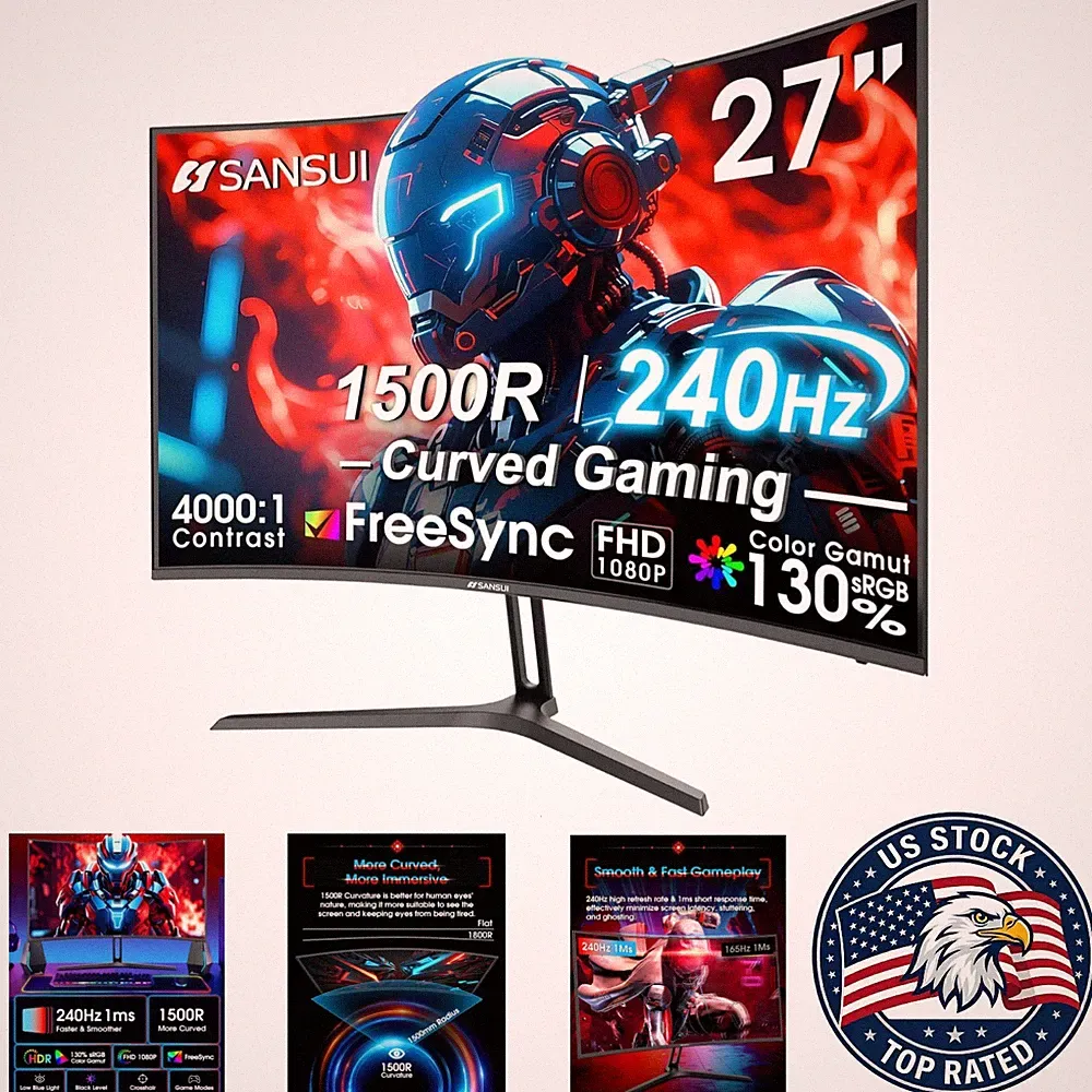 High-Performance 27" Curved 240Hz Gaming Monitor: FHD, FreeSync, MPRT 1ms