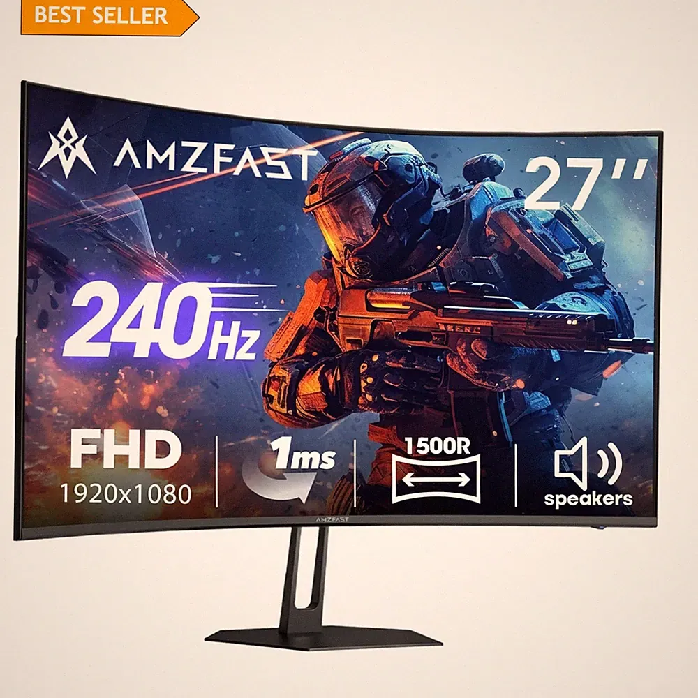 High-Performance 27-Inch Curved Gaming Monitor - FreeSync, HDR10, Built-in Audio
