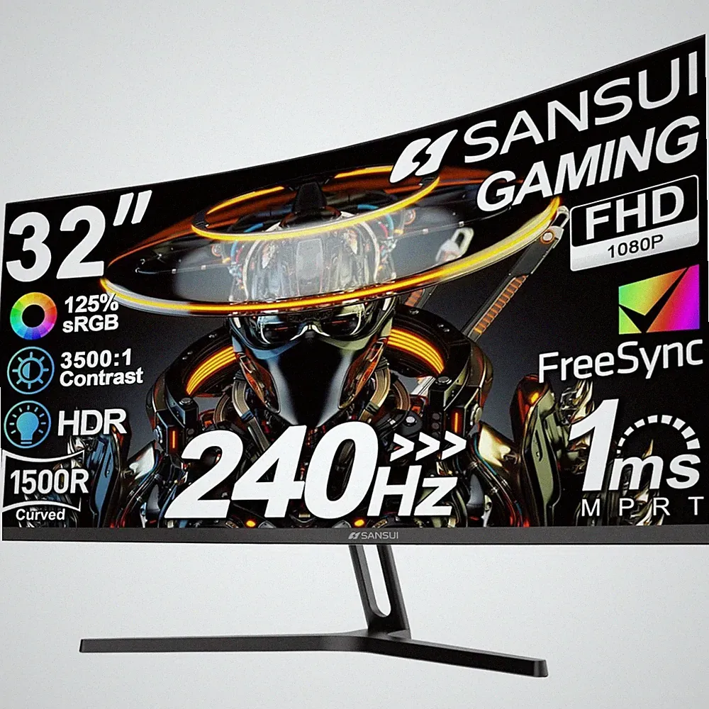 High Refresh Rate 32" Curved Gaming Monitor, Full HD 1080P