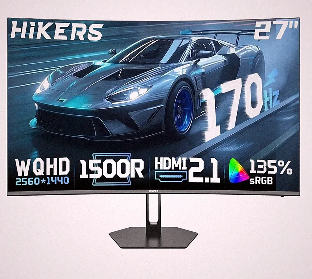 Hikers 27 Inch Curved Monitor 170Hz 144Hz, 2K 1440P Computer Gaming Monitor with