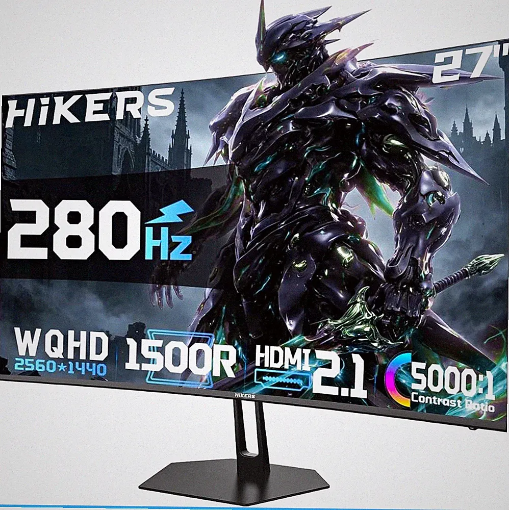 HIKERS 27in Curved Gaming Monitor WQHD 2560x1440 280Hz 1ms HDMI 2.1