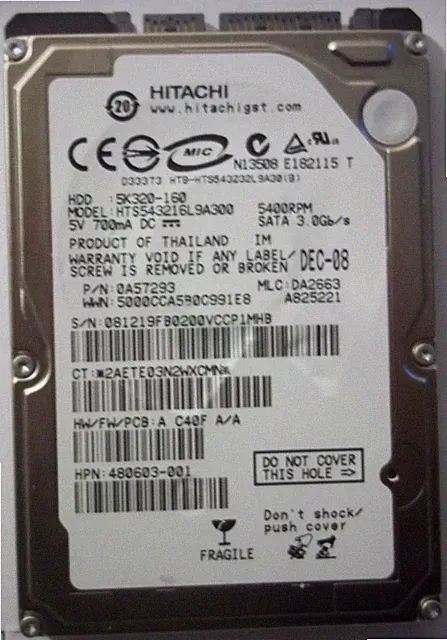 Hitachi 160GB 5400RPM 2.5 Laptop SATA HTS543216L9A300 5K320-160 0A57283