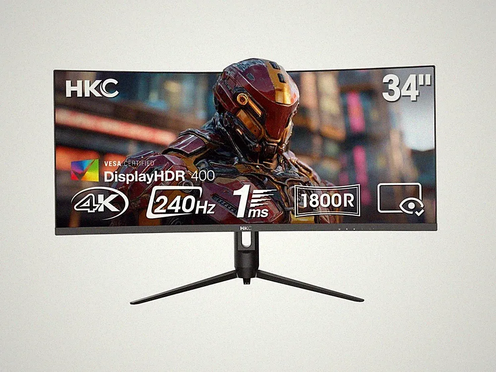 HKC CG345UK 34" Curved VA Gaming Monitor UltraWide 3440×1440 240Hz 1ms DIC HDR40