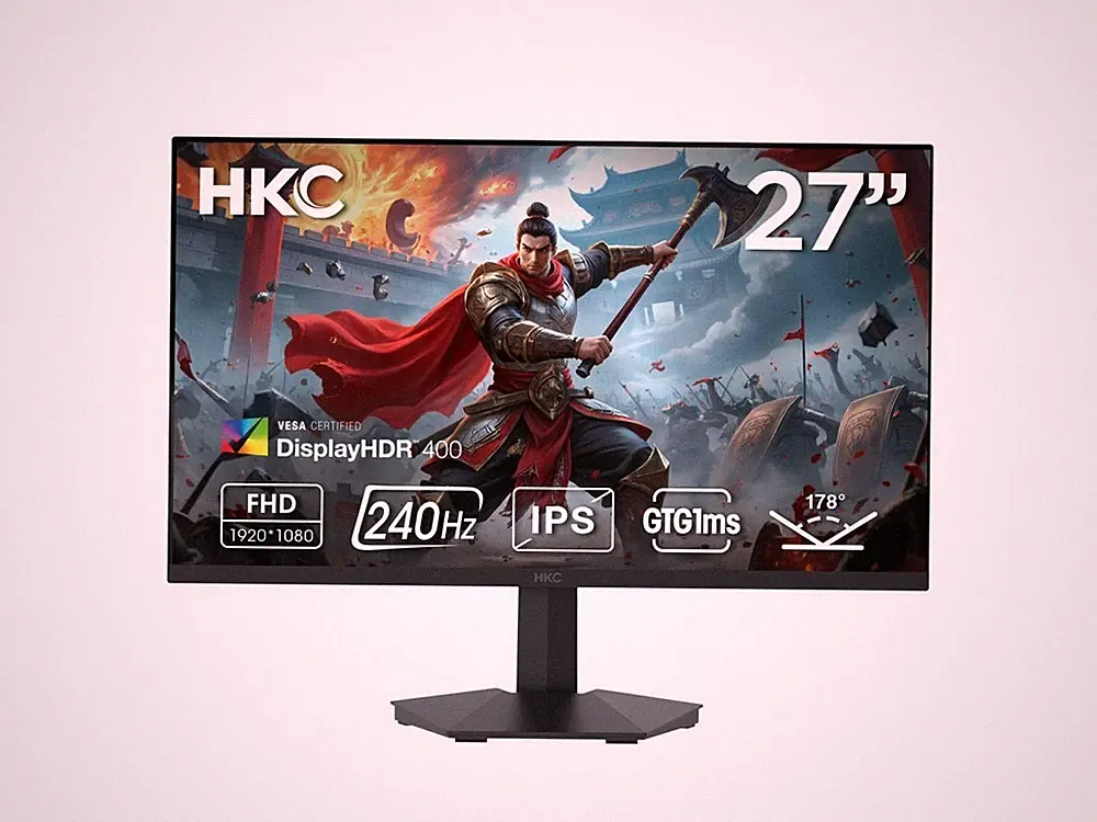 HKC G27H3D 27" 1920×1080 240Hz Gaming Monitor, Full HD Fast IPS Display, 1ms MPR
