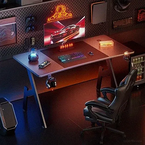 HLONONE GAMING DESK, 140 X 60 CM, GAMING TABLE, STURDY PC DESK WITH - BLACK