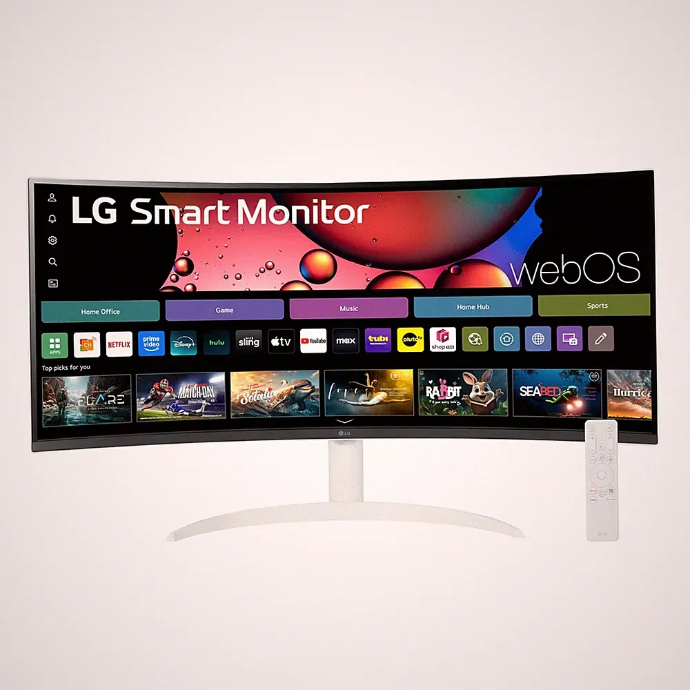 Home Office Setup LG 34 Inch Ultrawide Curved Monitor QHD 3440x1440