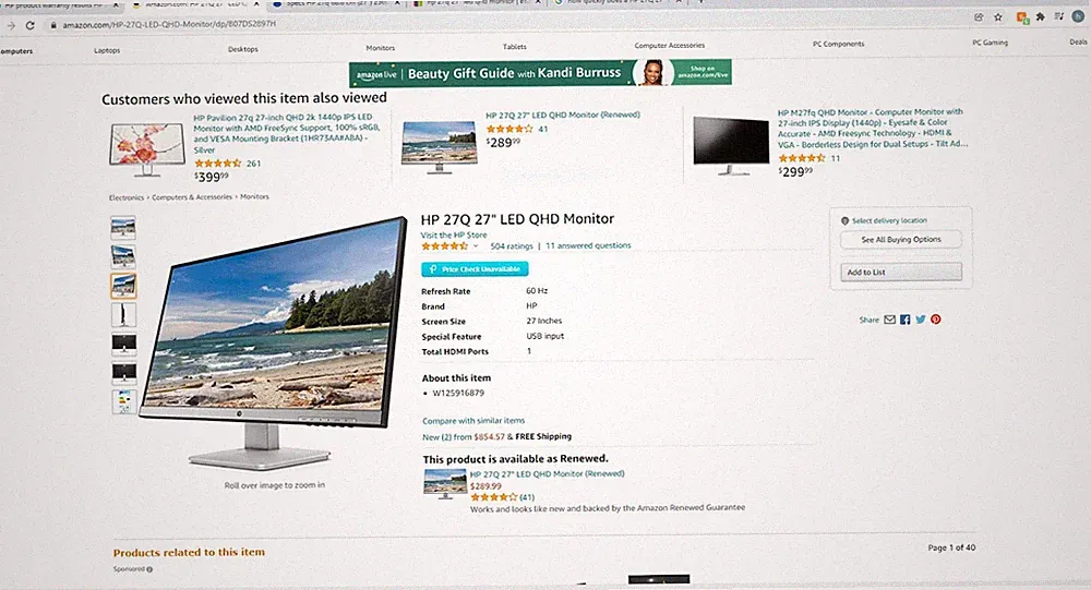 HP 27Q 27 inches LED 2K Quad HD 1440p Monitor