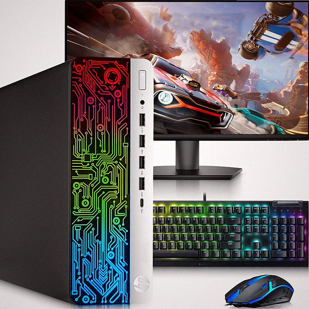 HP 600 G3 RGB Gaming PC i7-6th, 32GB 1TB SSD, 24" LED AMD Rx-550 RGB-KB&M Win 11