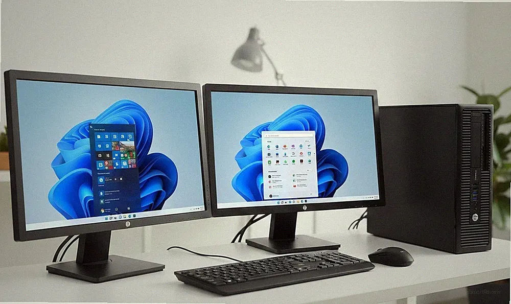 hp Desktop PC Computer Quad Core 16GB RAM DUAL 22" LCDs Wi-Fi BT Windows 11 SSD