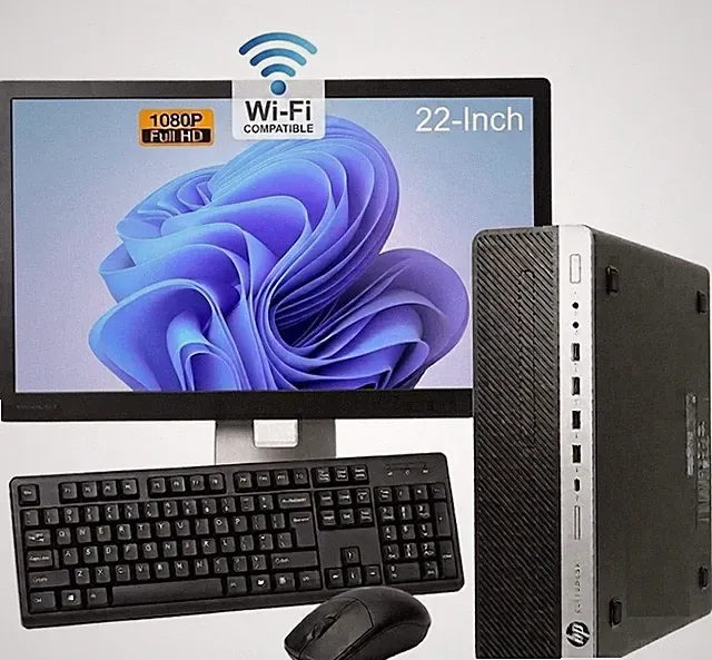 HP EliteDesk 800 G3 PC FAST SSD 22" LCD Monitor WiFi Windows 11 Warranty