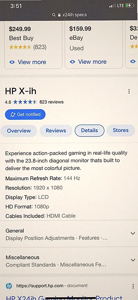 HP I-xh Gaming monitor